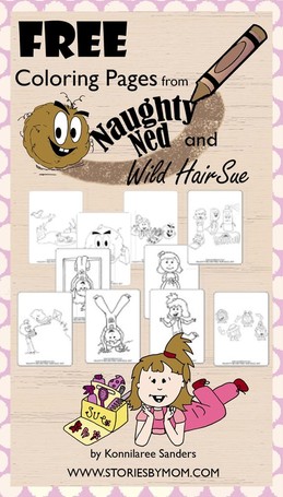 Naughty Ned and Wild Hair Sue Coloring Pages from www.storiesbymom.com children's books