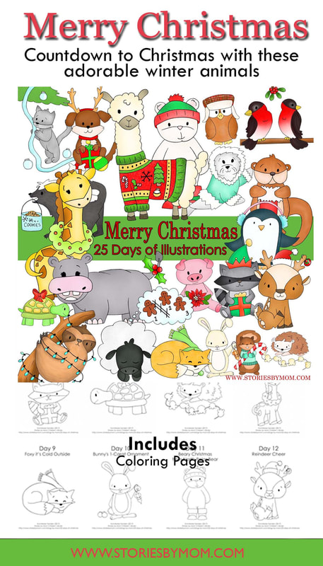25 Days of Christmas Count Down #cuteanimals #winter #christmas #coloringpages #kidactivities #illustrations 